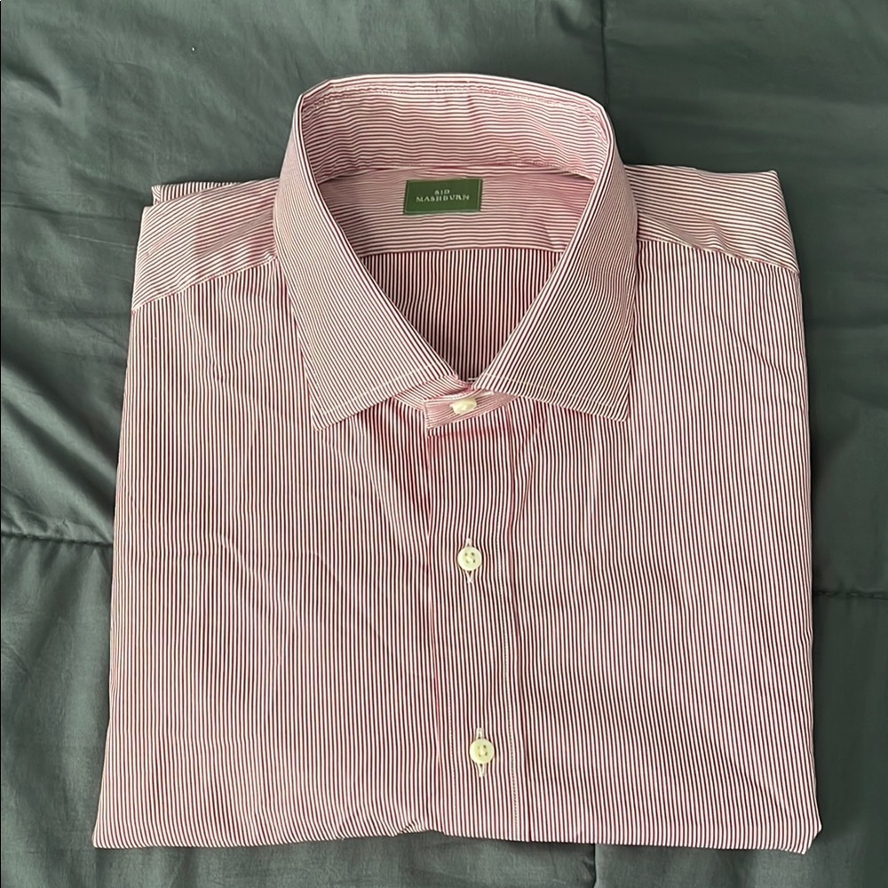Sid Mashburn Small Stripe Spread Collar Dress Shirt *estimated size XL